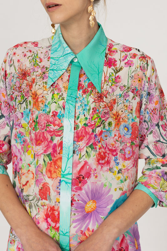 Inoa Anaya Shirt  Silk   Jardin Magnifique