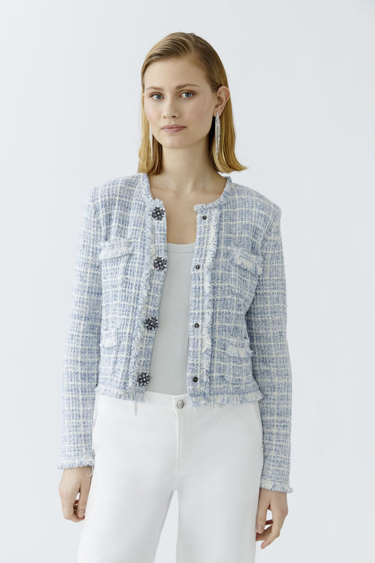 Oui Light Blue Tweed Cardigan