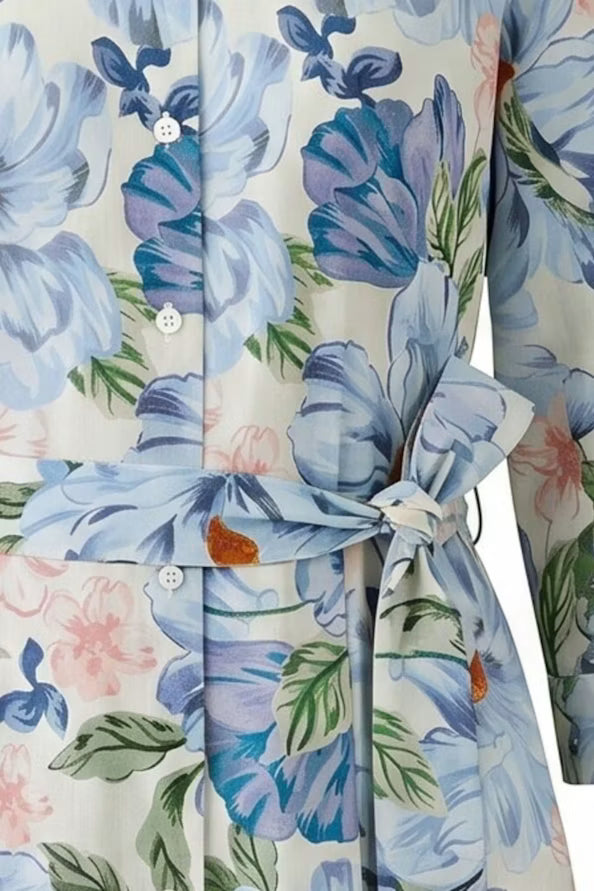 Oui Light Blue Floral Midi Dress