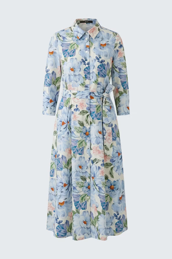 Oui Light Blue Floral Midi Dress