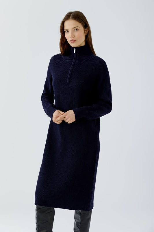 Oui ZIp Knitted Dress - Navy