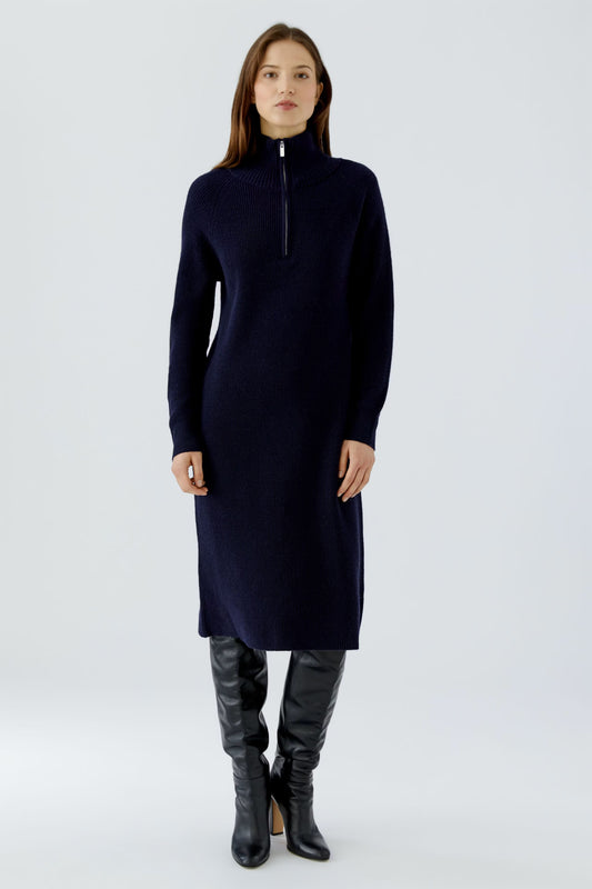 Oui ZIp Knitted Dress - Navy