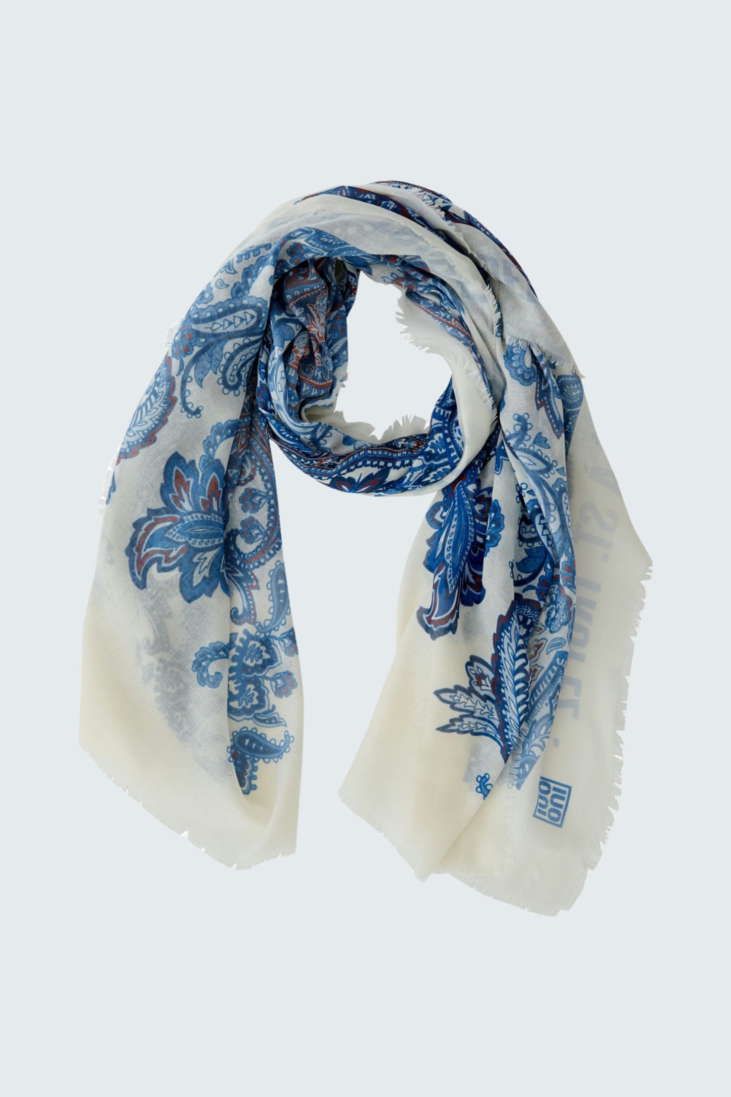 Oui Blue and White Scarf