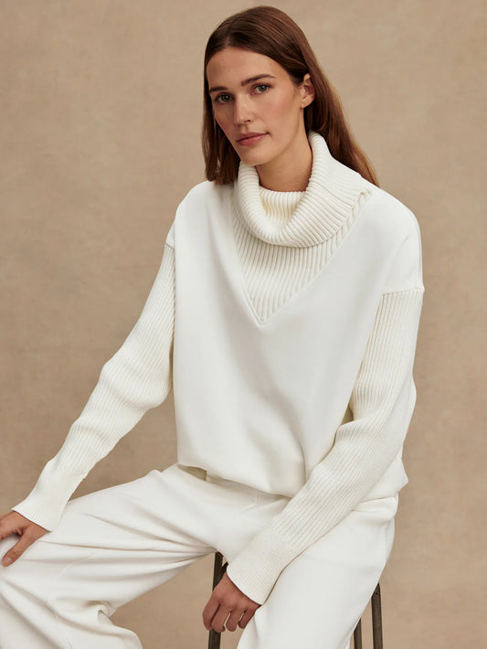 Varley Hannah Cowl Neck in Egret
