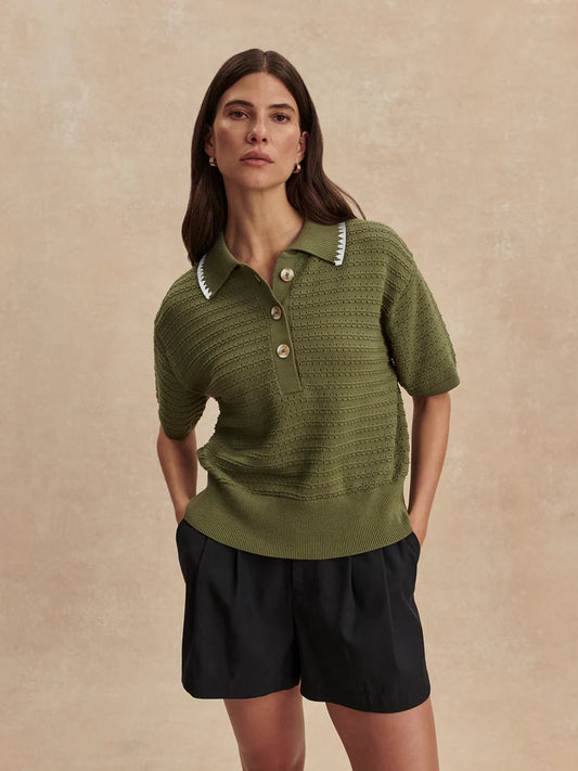 Varley Guilia Polo Knit Top