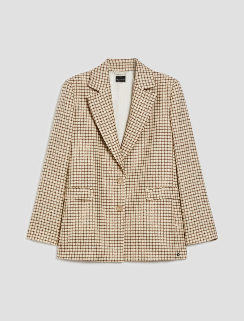 PennyBlack Tan and Cream Checked Jacket   Anson