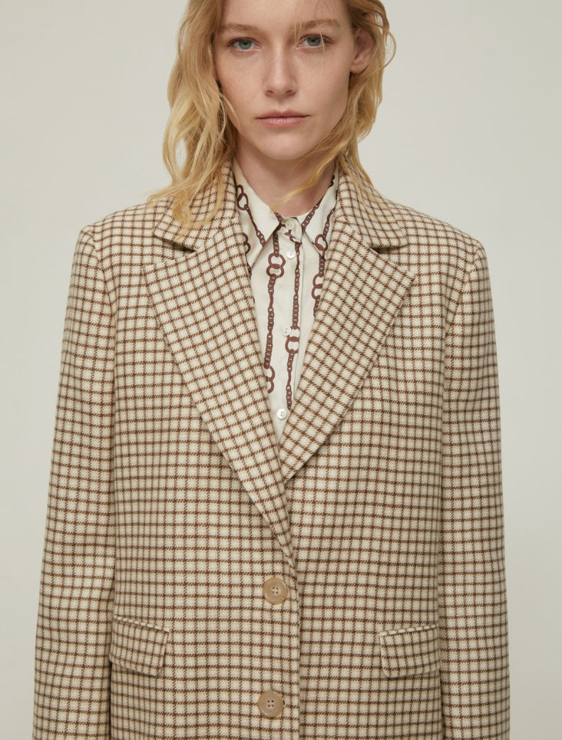 PennyBlack Tan and Cream Checked Jacket   Anson