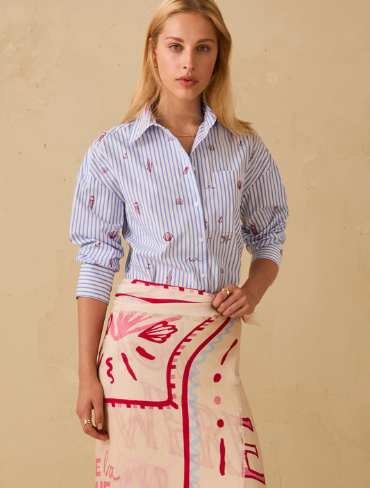 Penny Black Poplin Shirt with Embroidery  Bricetta
