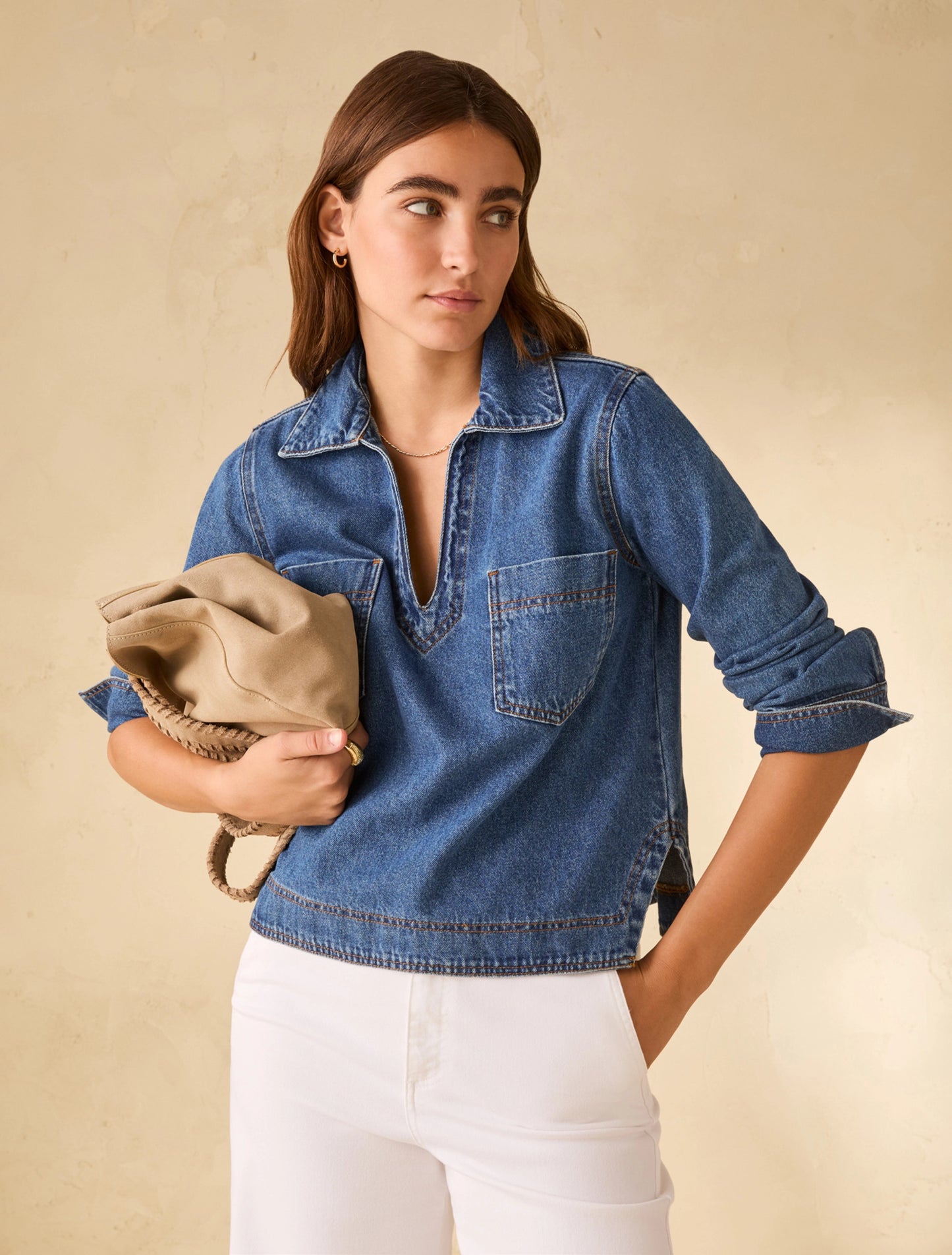 PennyBlack Boxy-Cut Denim Blouse