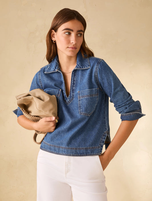 PennyBlack Boxy-Cut Denim Blouse