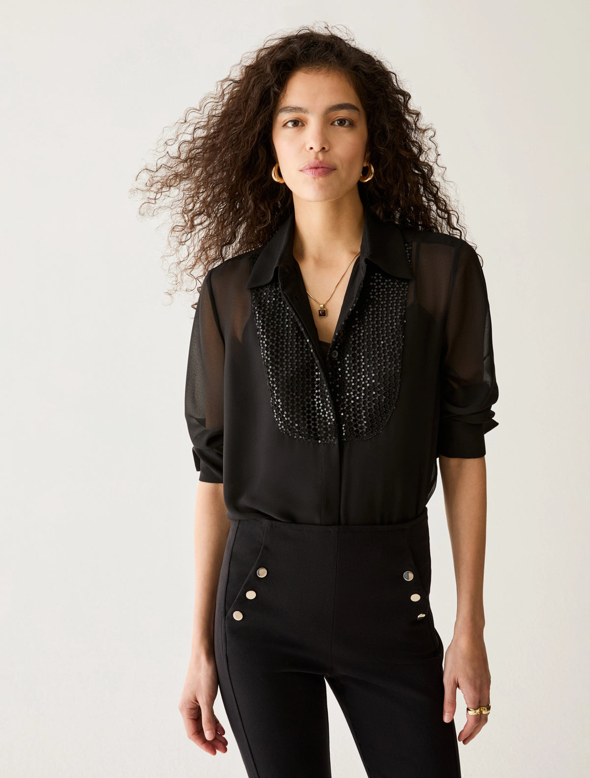 PennyBlack Sequin Chiffon Blouse    PBPAQUILA