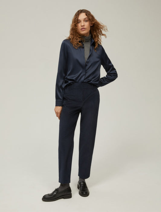PennyBlack Navy Velvet Corduroy Carrot Trousers  Corozo