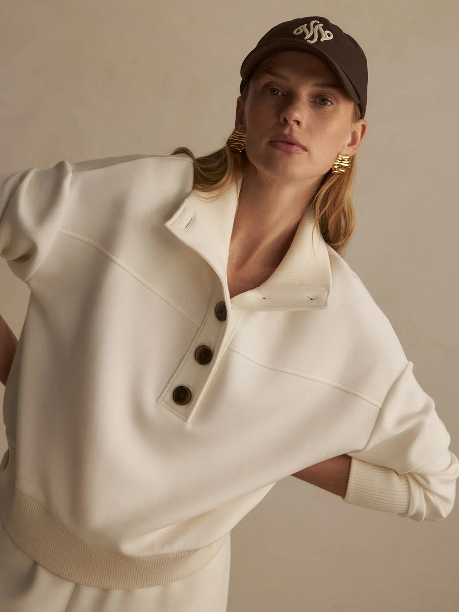 Varley - Bronya Button Placket Sweat Pristine
