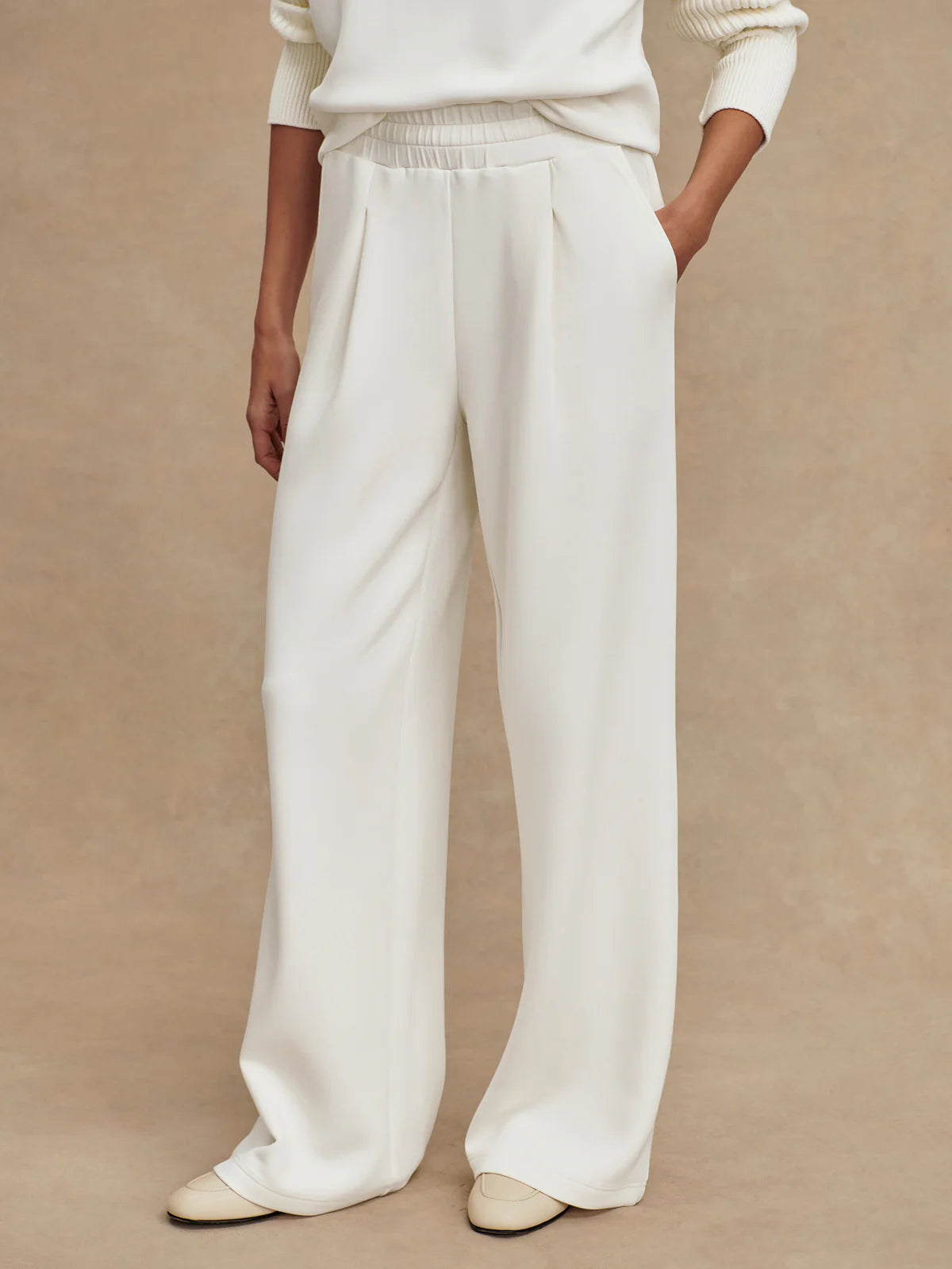 Varley The Extra Wide Leg Pant 29.5" in Egret