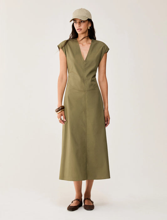 PennyBlack Cotton Khaki Midi Dress  Gommoso
