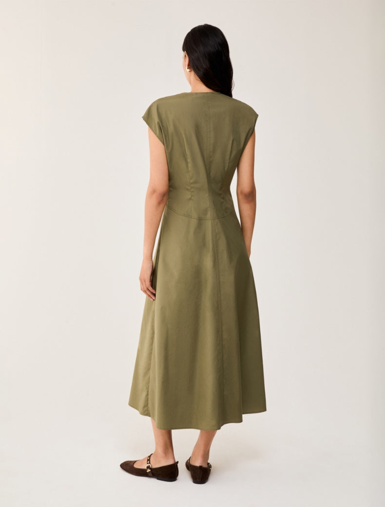 PennyBlack Cotton Khaki Midi Dress  Gommoso