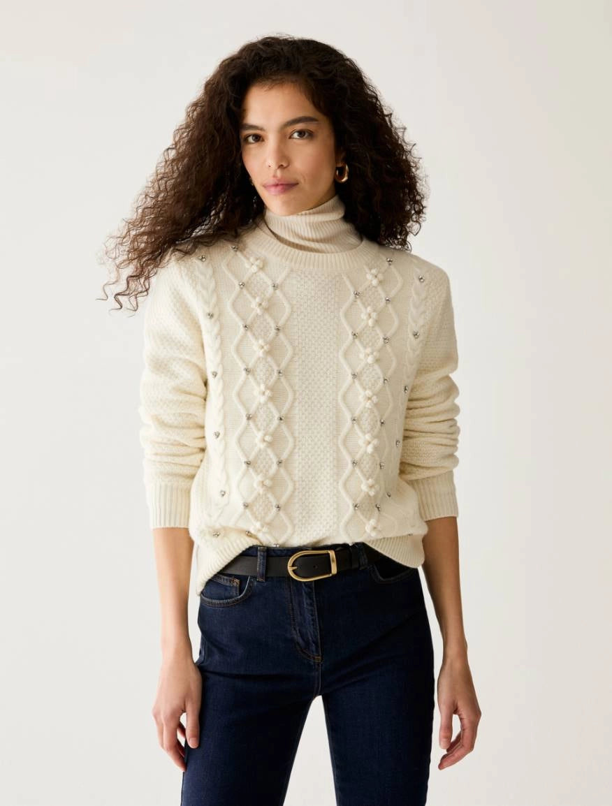 PennyBlack Ivory Jumper with Diamond and Rhinestones  PBPorata