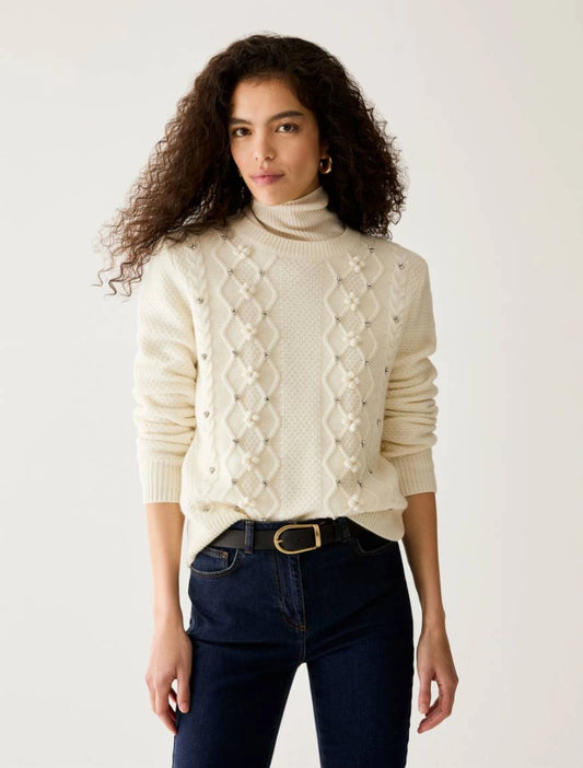 PennyBlack Ivory Jumper with Diamond and Rhinestones  PBPorata