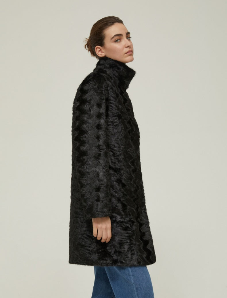 PennyBlack Black Fake Astrakhan Coat  Alabama