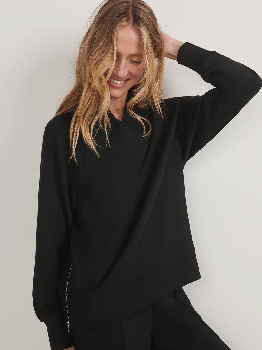 Varley Macie Zip-Hem Sweater - Black VAR03585