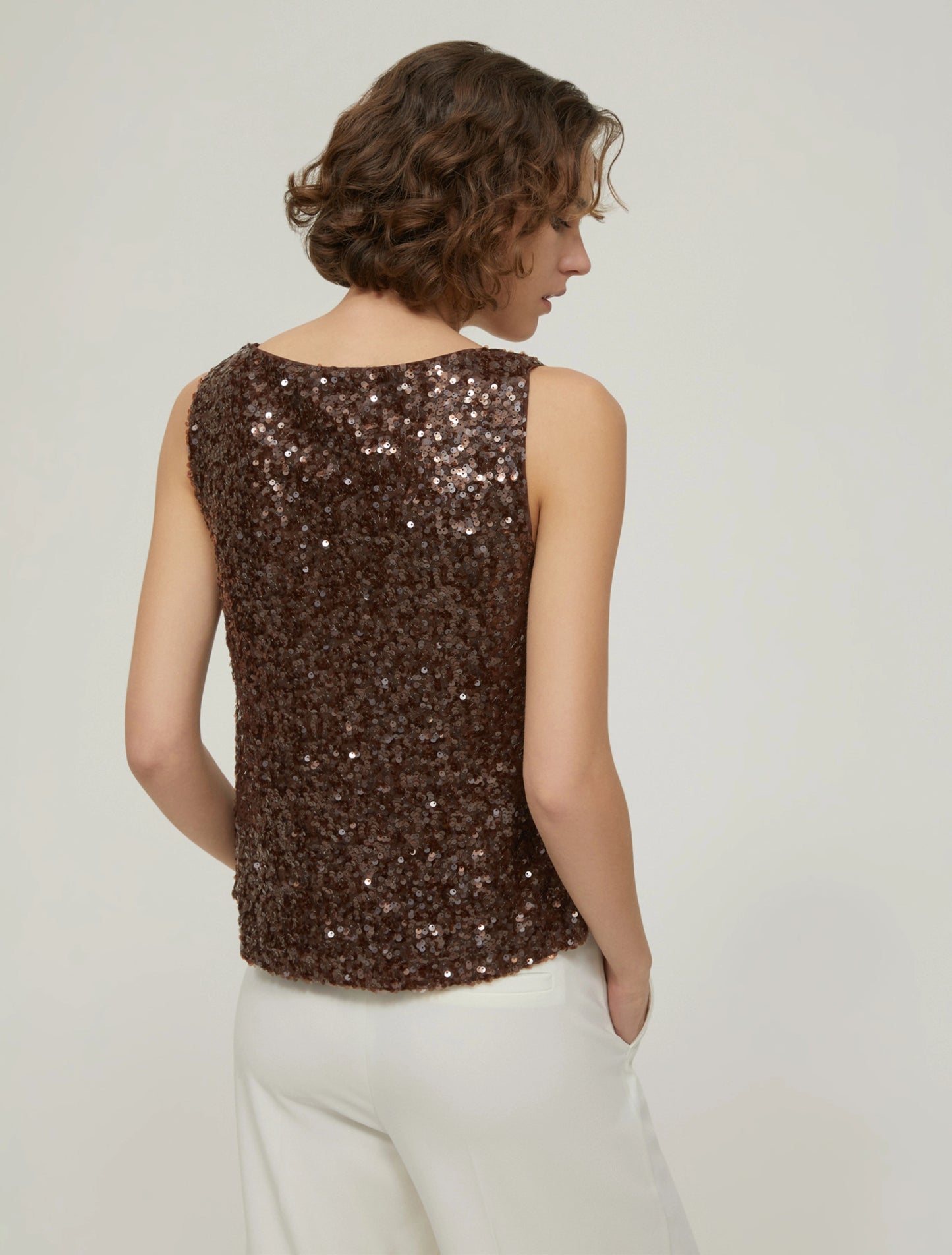 Penny Black Sequin Vest Top Brown  Semisse