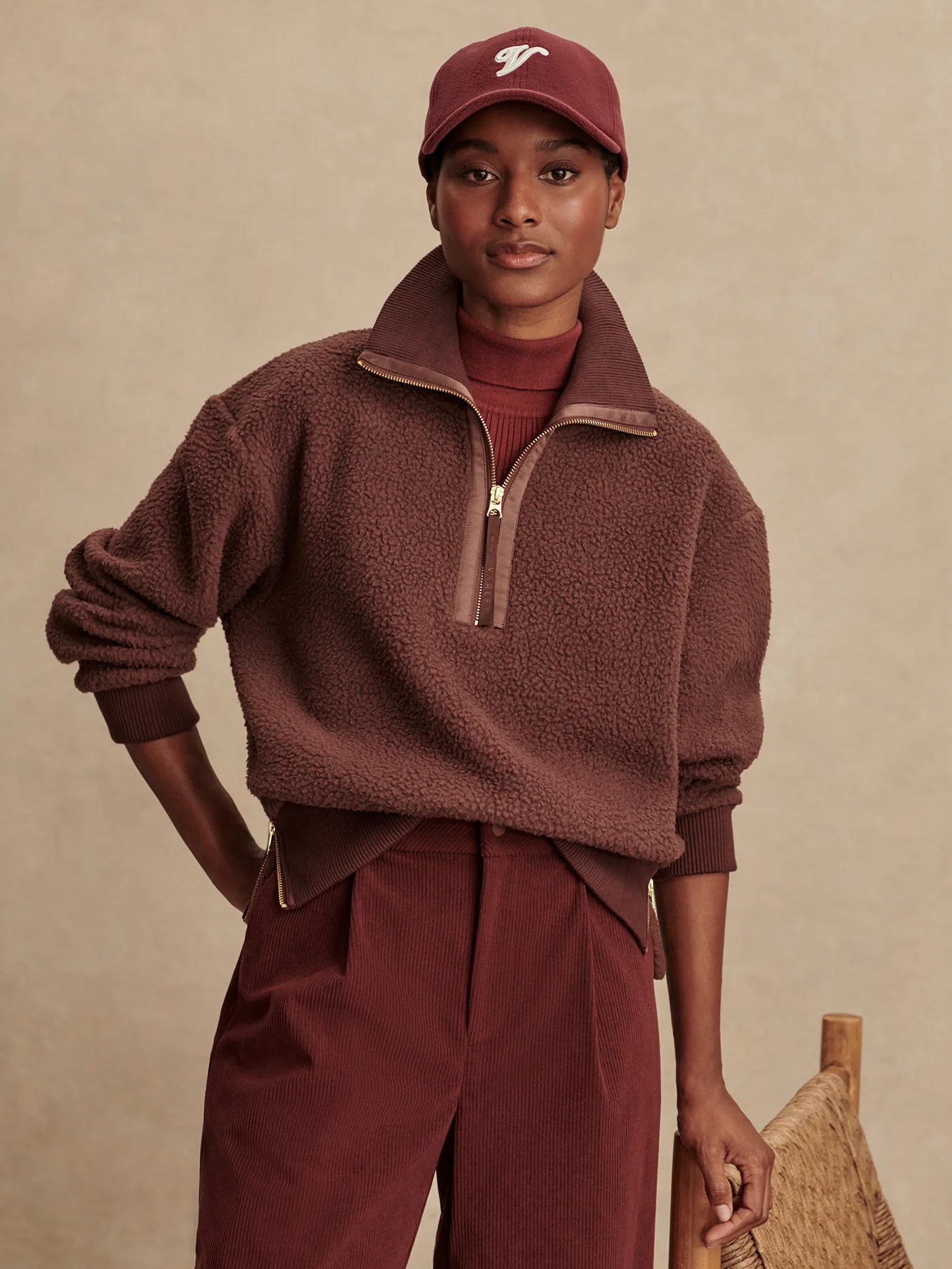 Varley Roselle Half Zip Fleece  Deep Mahogany
