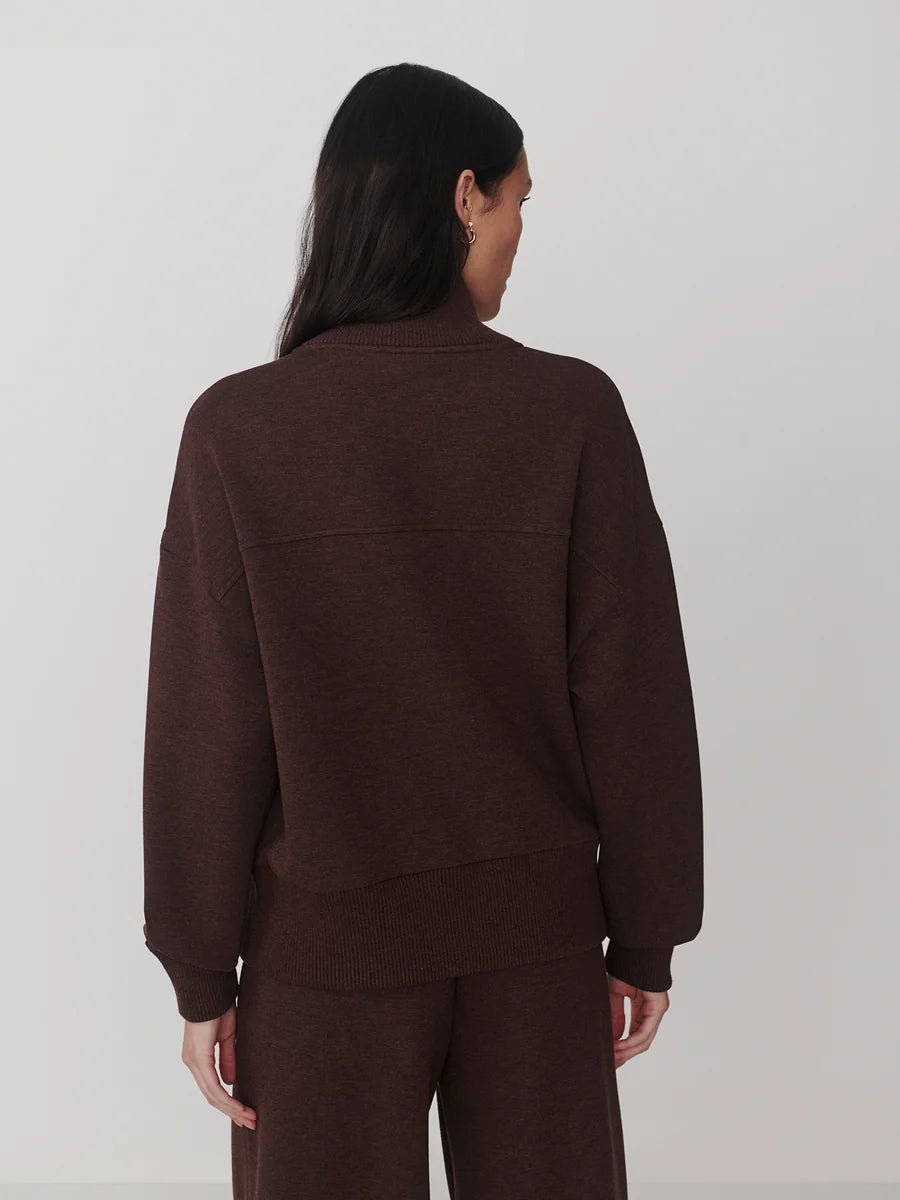 Varley - Bronya Button Placket Sweat  Coffee Bean Marl