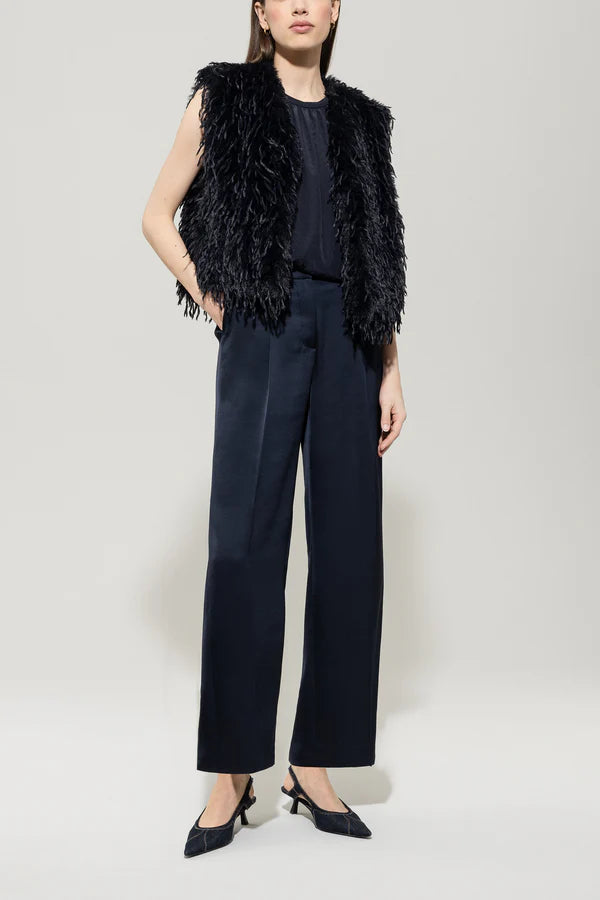 Luisa Cerano Navy Feathered Gilet