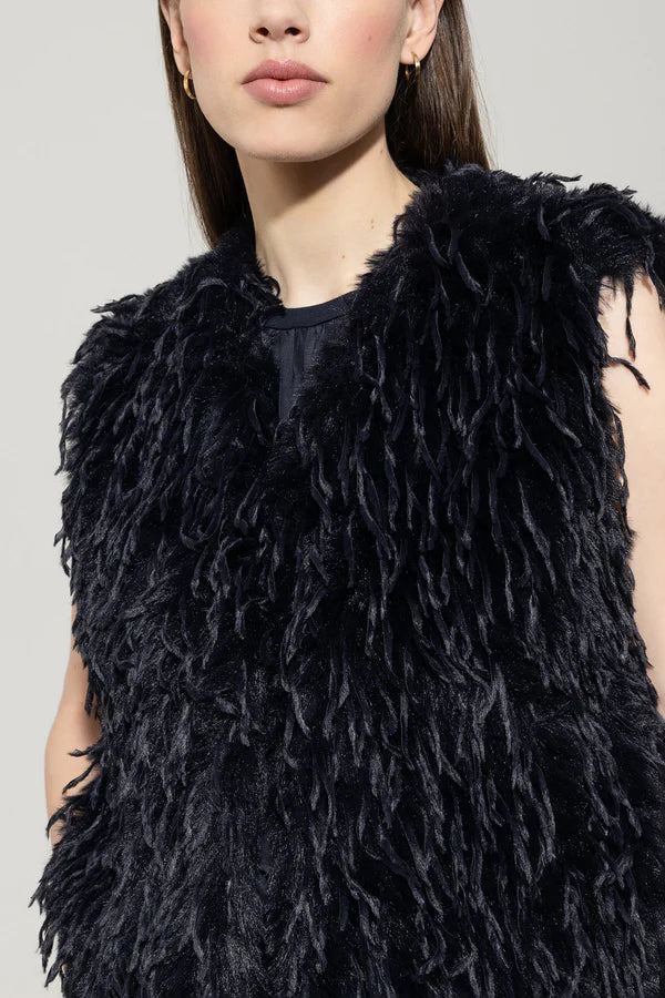 Luisa Cerano Navy Feathered Gilet