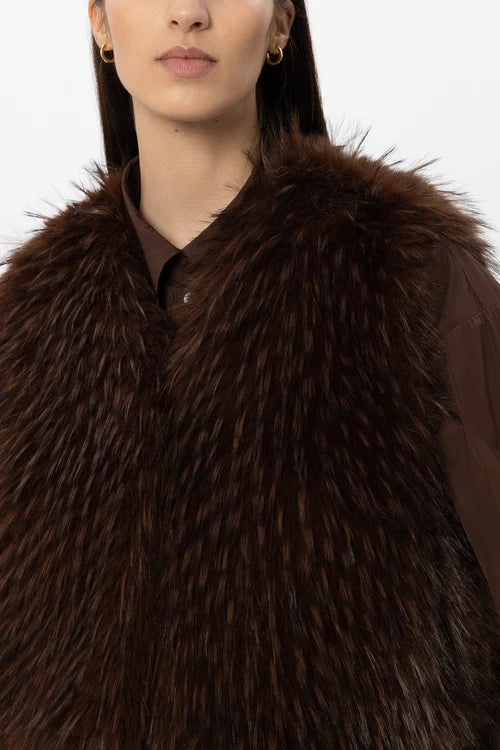 Luisa Cerano Faux Fur Merlot Gilet