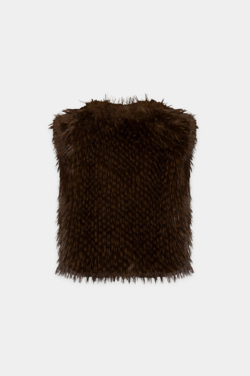 Luisa Cerano Faux Fur Merlot Gilet