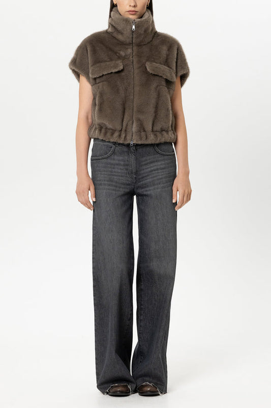 Luisa Cerano Fake Fur Gilet    Sable