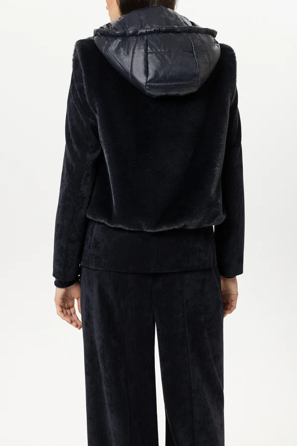 Luisa Cerano Fake Fur Gilet  Navy