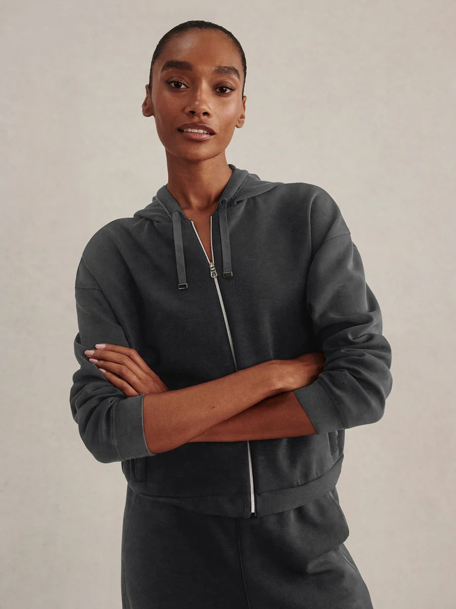 Varley Jorgie Zip-Through Hoodie - Slate Black VAR03567