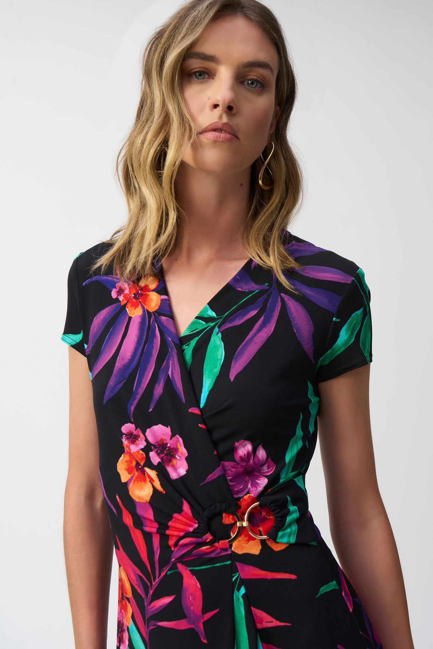 Joseph Ribkoff Floral V-neck Midi Dress 251011
