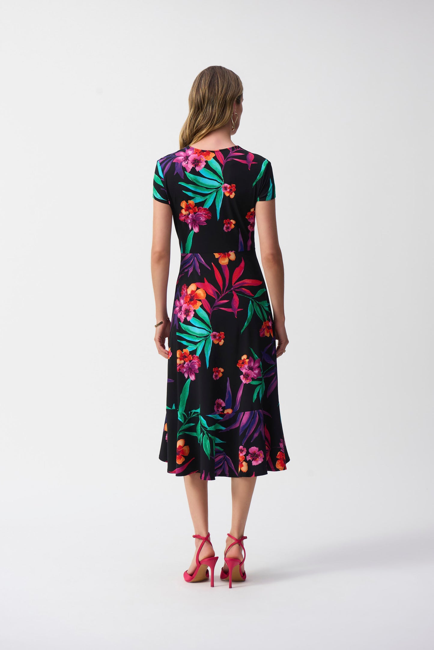 Joseph Ribkoff Floral V-neck Midi Dress 251011