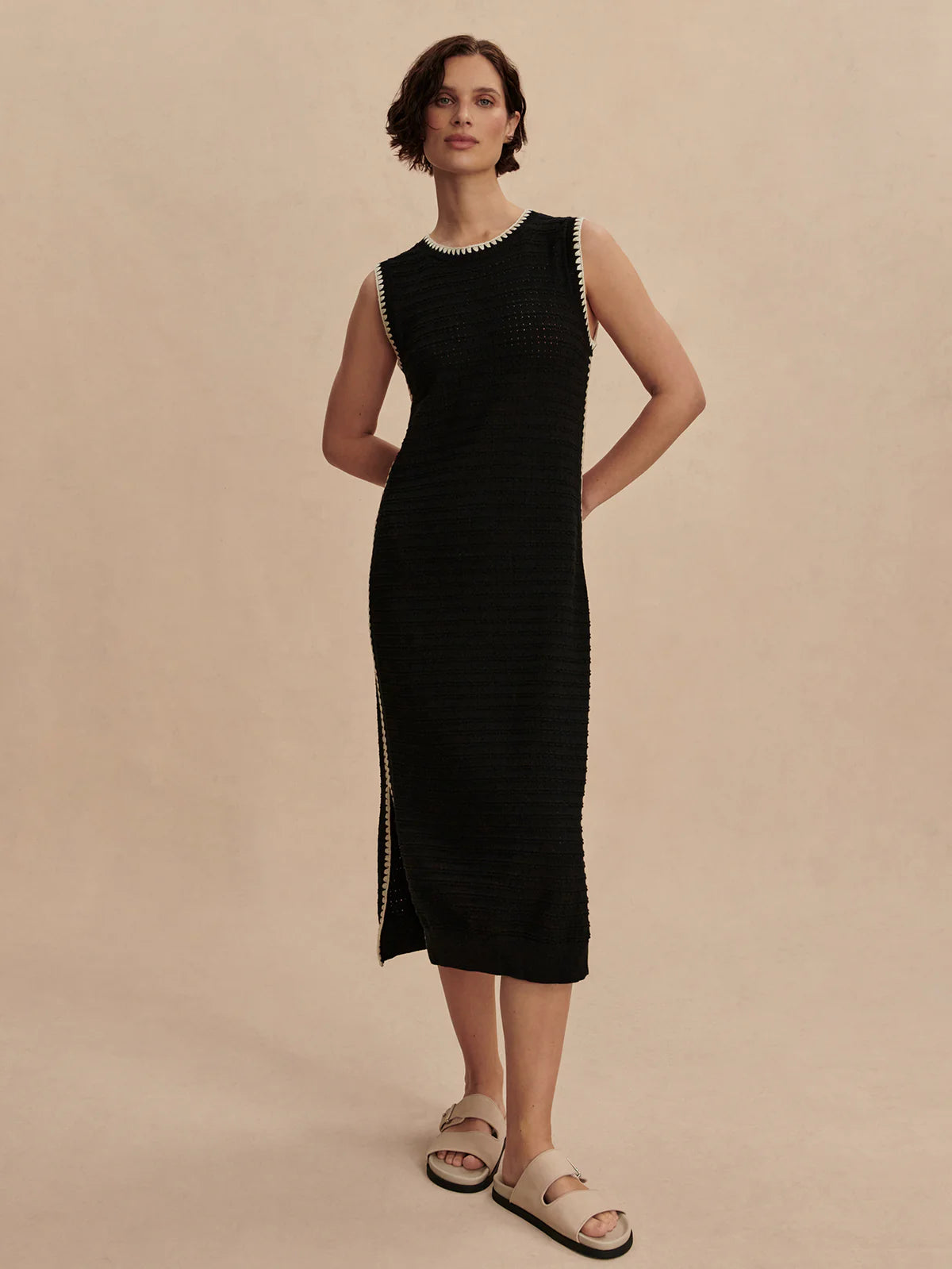 Varley Dwight Tank Knit Midi Dress (Black)
