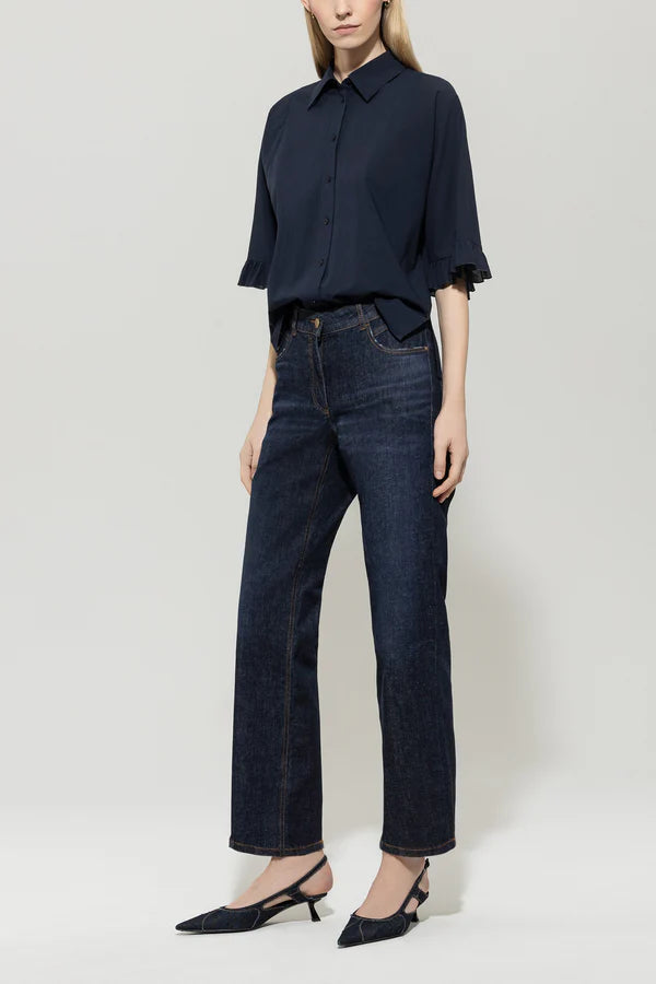 Luisa Cerano Straight-Leg Blue Denim Jeans