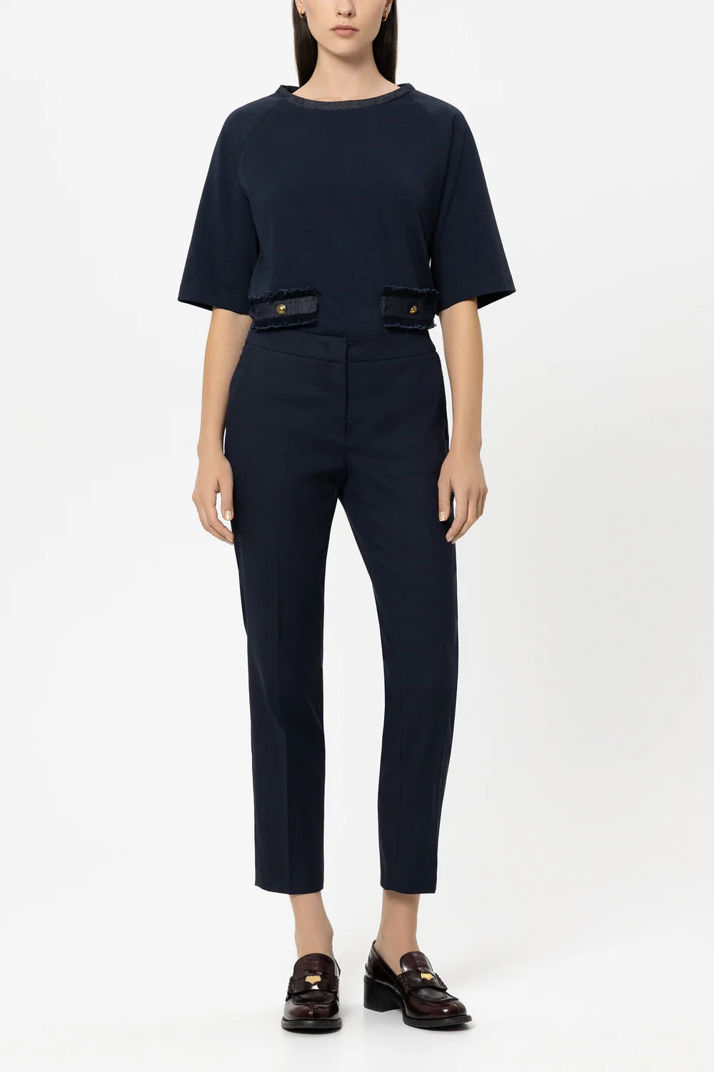 Luisa Cerano Gabardine Slim-Tailored Trousers