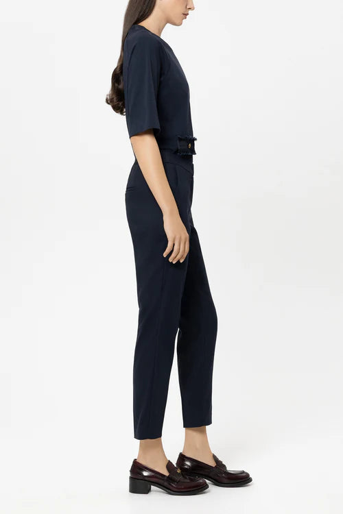 Luisa Cerano Gabardine Slim-Tailored Trousers