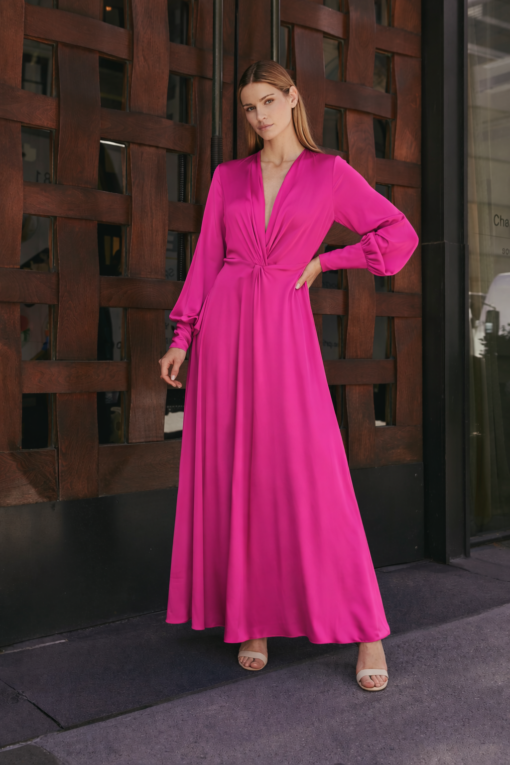 Silk95Five Palm Beach Dress  Fushia