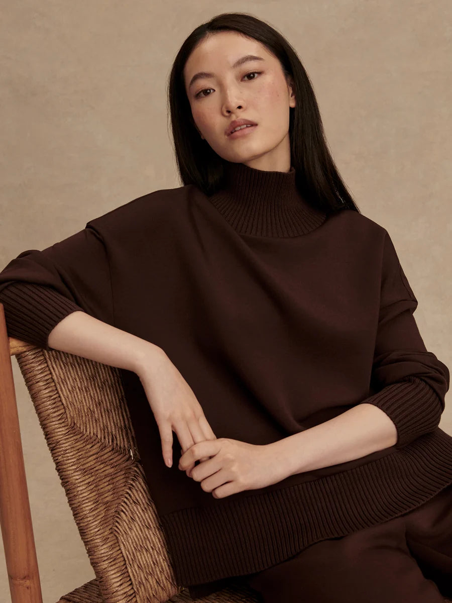 Varley Barker High Neck Sweat  Coffee bean