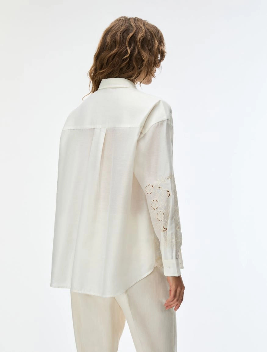 IBLUES EMBROIDERED SHIRT White   IBLCOTTAGE - 7111016202003