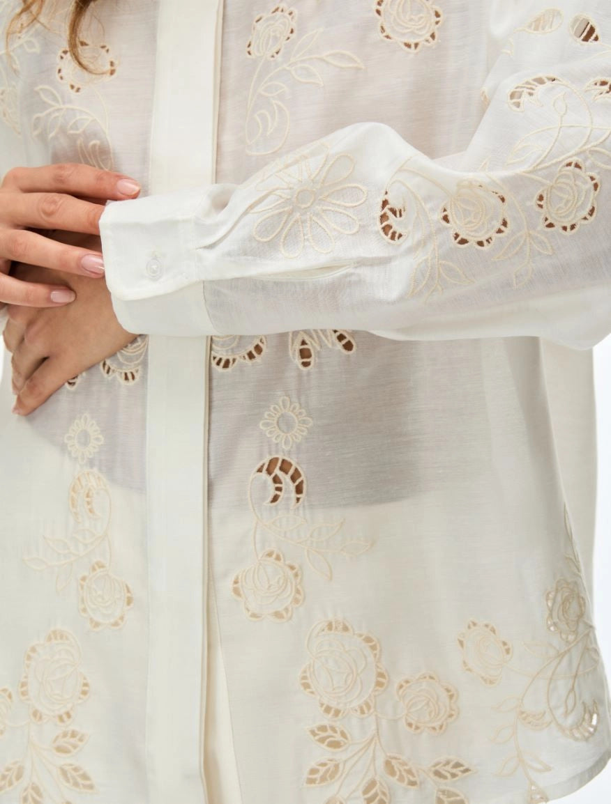 IBLUES EMBROIDERED SHIRT White   IBLCOTTAGE - 7111016202003