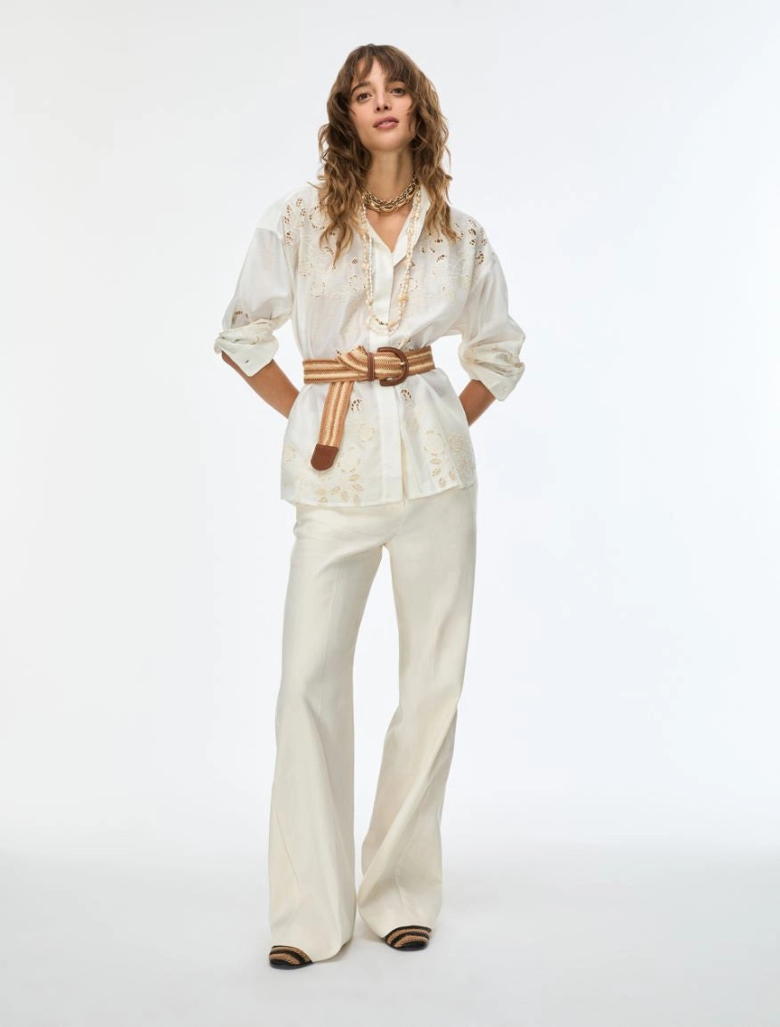 IBLUES EMBROIDERED SHIRT White   IBLCOTTAGE - 7111016202003