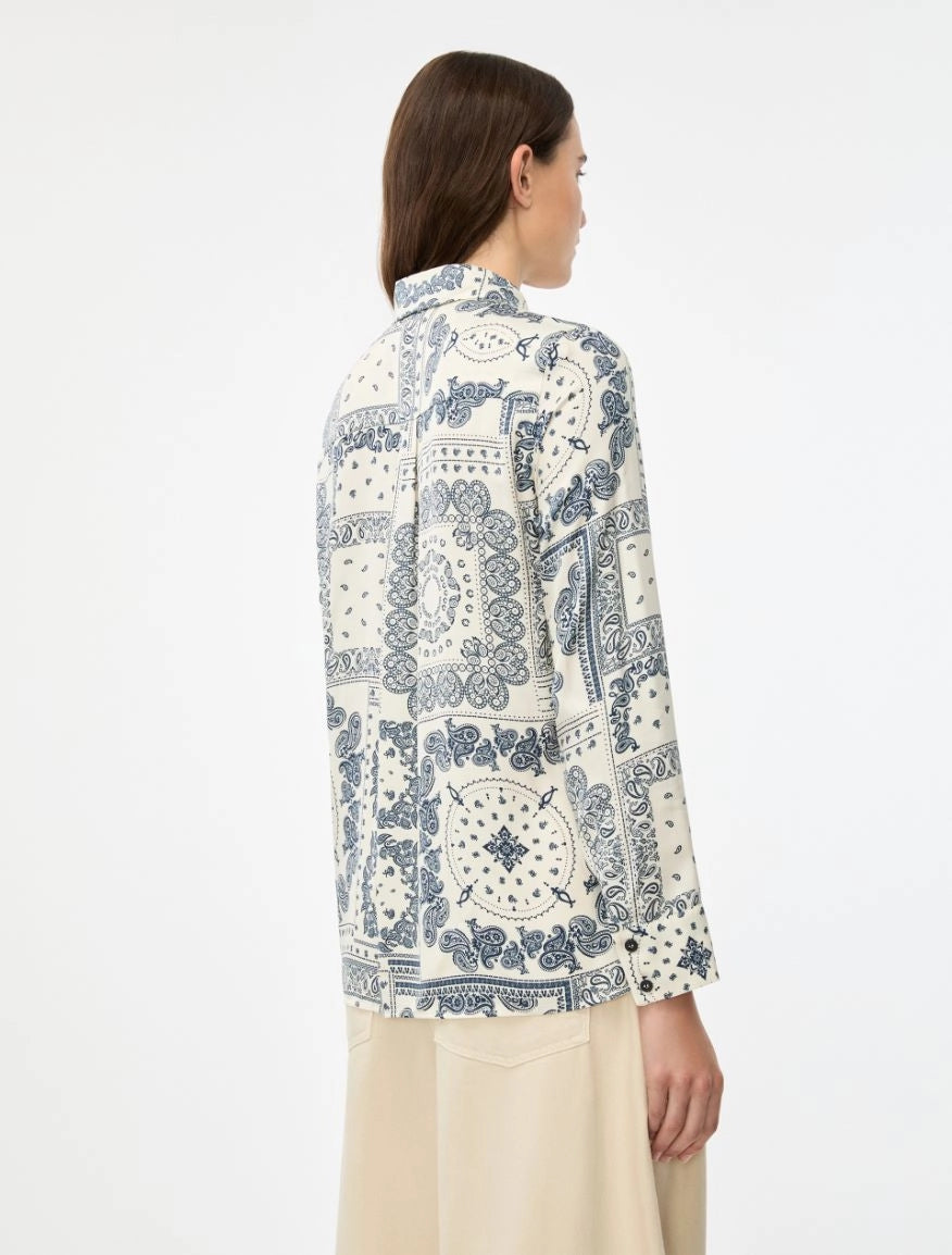 iBlues Straight Fit Blue and Ivory Shirt