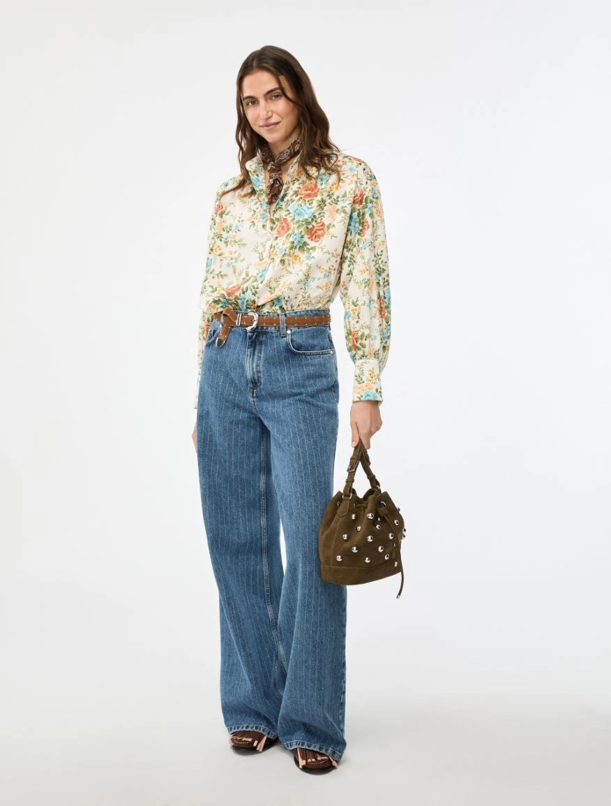 iBlues Printed Cream Floral  Shirt