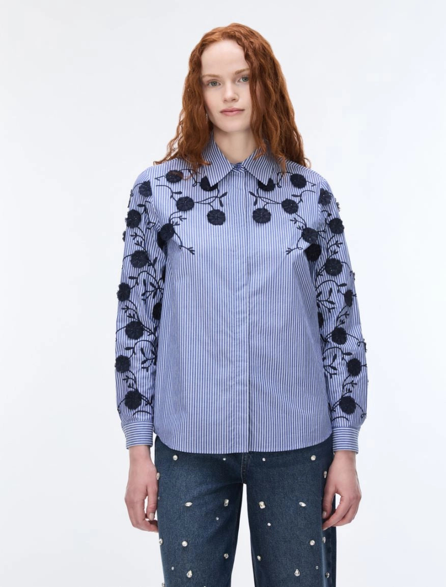 IBLUES Thread- Embroidered Shirt- Navy