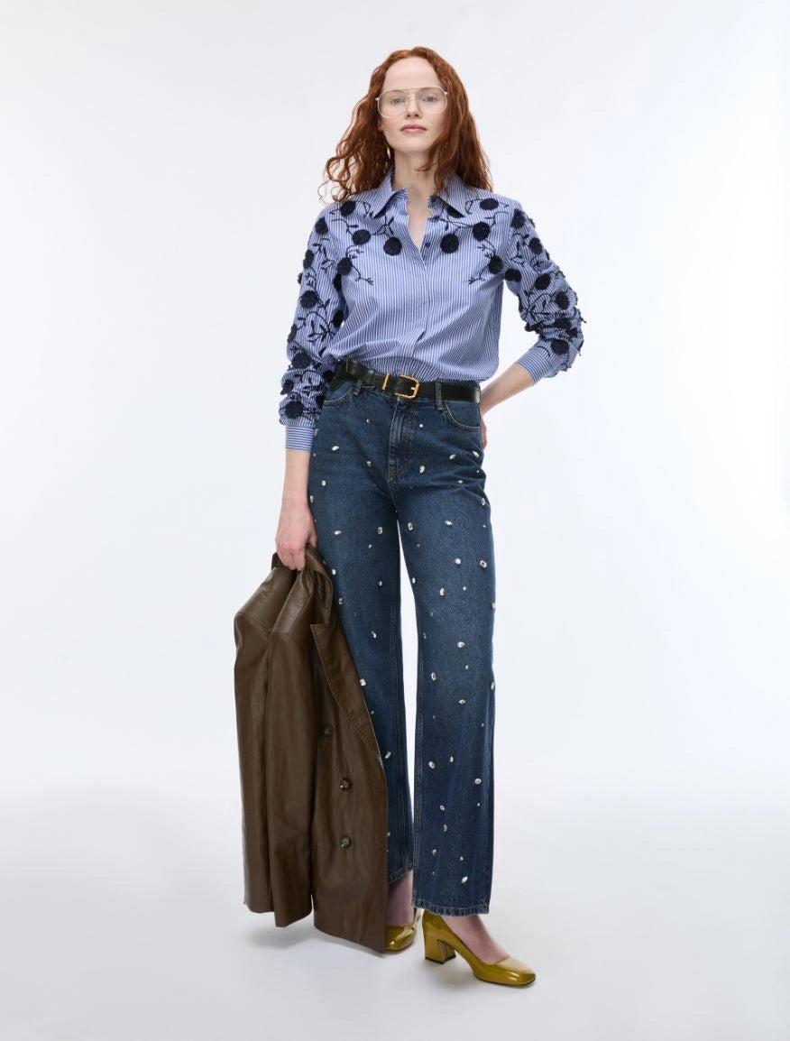IBLUES Thread- Embroidered Shirt- Navy
