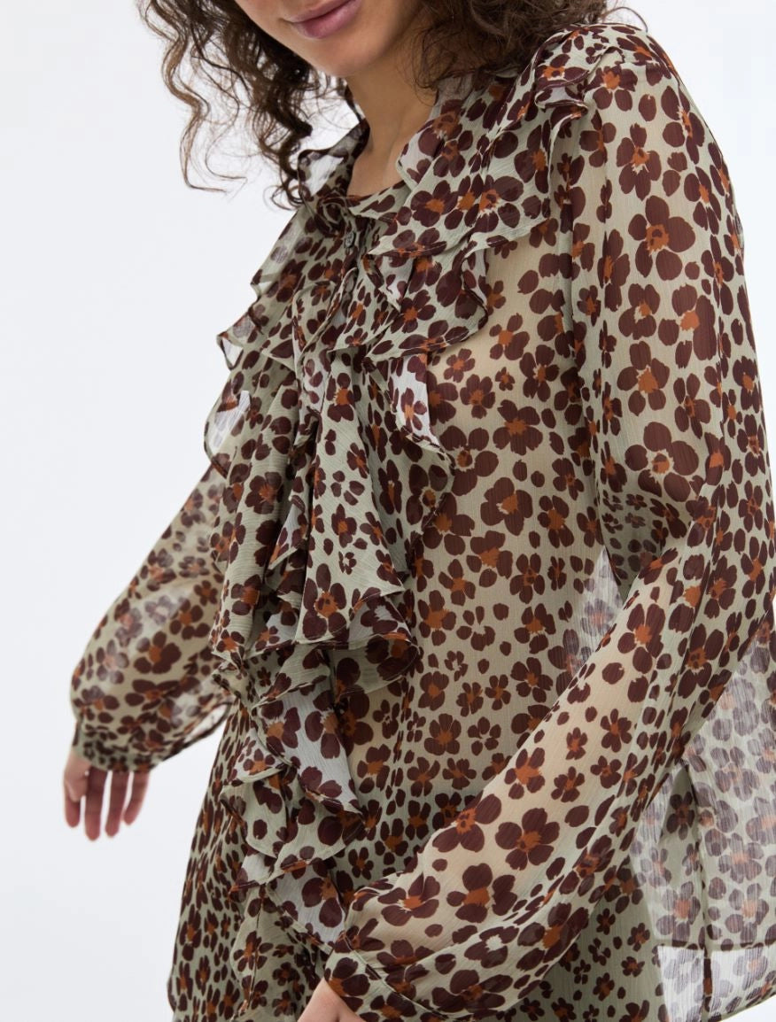 IBLUES PRINTED SHIRT -SAGE Animal Print